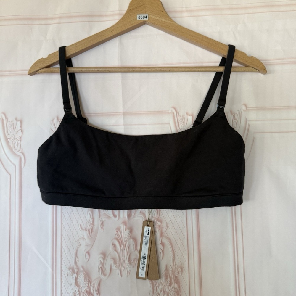 Skims Cotton Jersey Maternity Nursing Scoop Bralette Soot Size M NWT